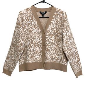 Simply Vera, Vera Wang Cardigan Womens Size Medium Animal Print Button-Up V-Neck